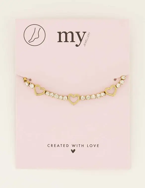 My Jewellery Anklet with hearts and strass MJ08006