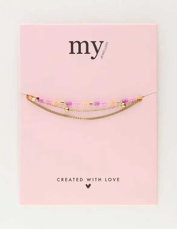 My Jewellery Bracelet 3 layers pink orange MJ10268