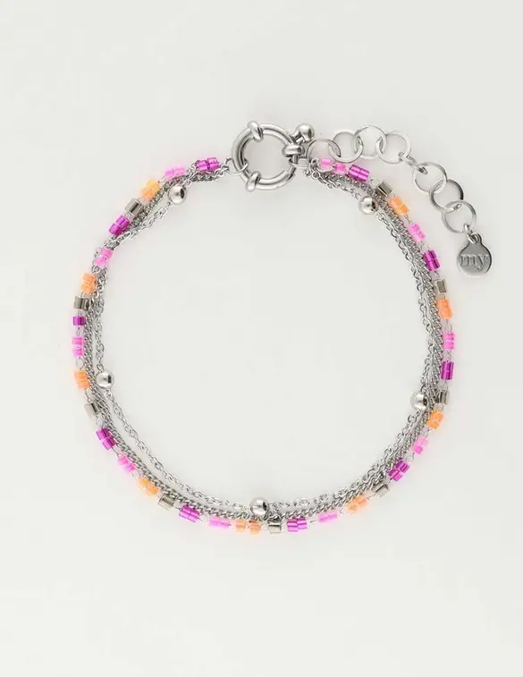 My Jewellery Bracelet 3 layers pink orange MJ10268