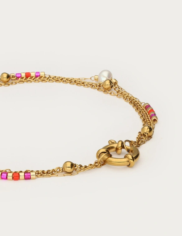 My Jewellery Bracelet 3 layers red pearl MJ12215