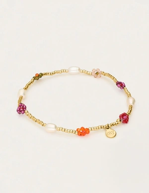 My Jewellery Bracelet beads flowers green purple MJ12212