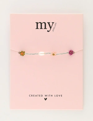 My Jewellery Bracelet beads flowers green purple MJ12212