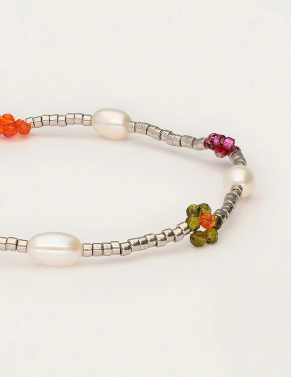 My Jewellery Bracelet beads flowers green purple MJ12212
