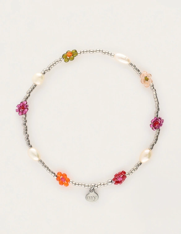 My Jewellery Bracelet beads flowers green purple MJ12212