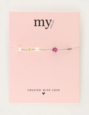 My Jewellery Bracelet beads flowers pink purple MJ12211