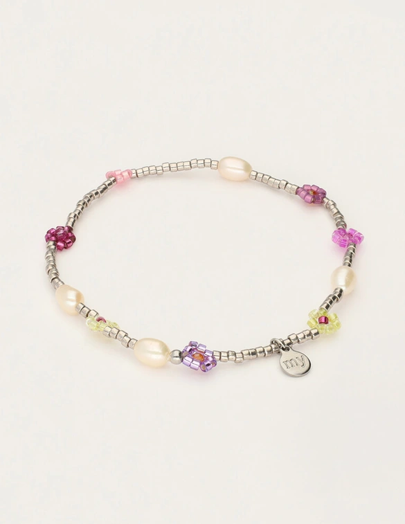 My Jewellery Bracelet beads flowers pink purple MJ12211