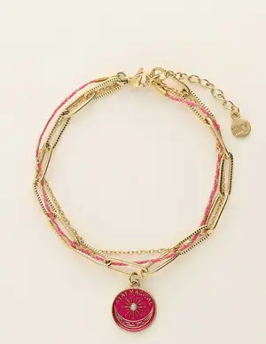My Jewellery Bracelet chain cord charm pink MJ09451