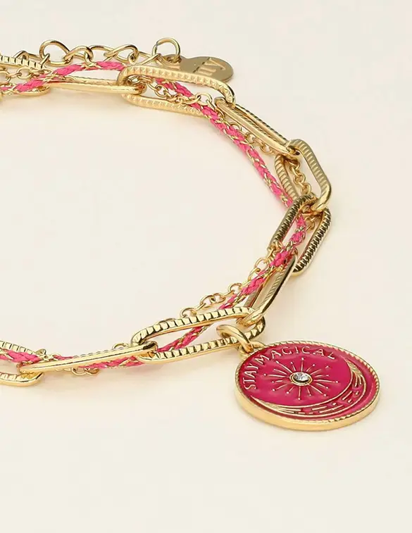 My Jewellery Bracelet chain cord charm pink MJ09451