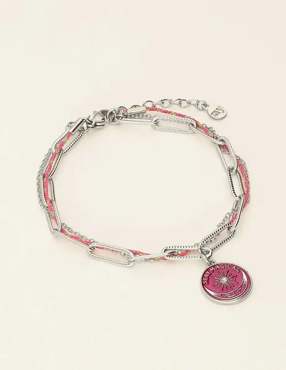 My Jewellery Bracelet chain cord charm pink MJ09451