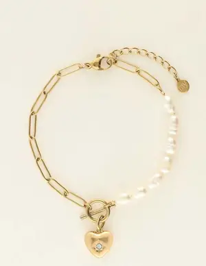 My Jewellery Bracelet chain pearls heart charm MJ09246
