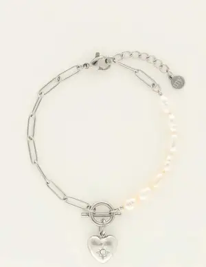 My Jewellery Bracelet chain pearls heart charm MJ09246