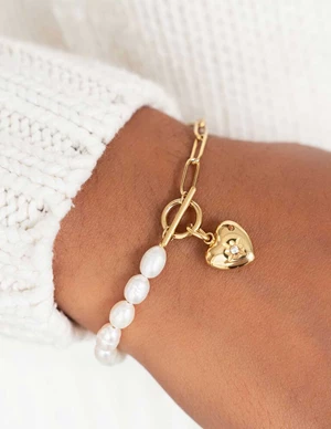 My Jewellery Bracelet chain pearls heart charm MJ09246
