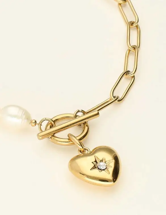 My Jewellery Bracelet chain pearls heart charm MJ09246