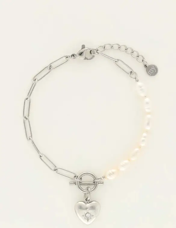My Jewellery Bracelet chain pearls heart charm MJ09246