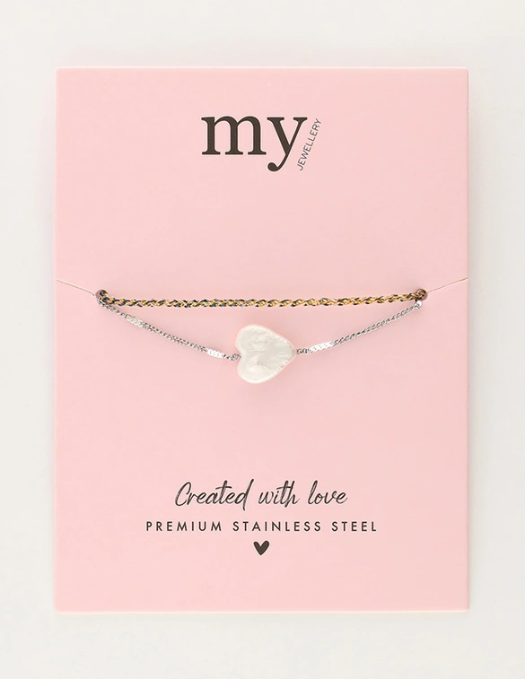 My Jewellery Bracelet cord heart pearl MJ11630