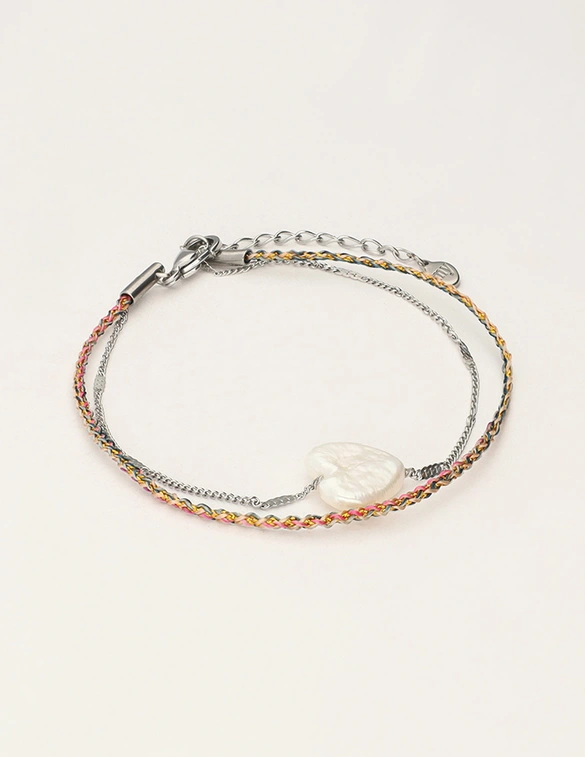 My Jewellery Bracelet cord heart pearl MJ11630