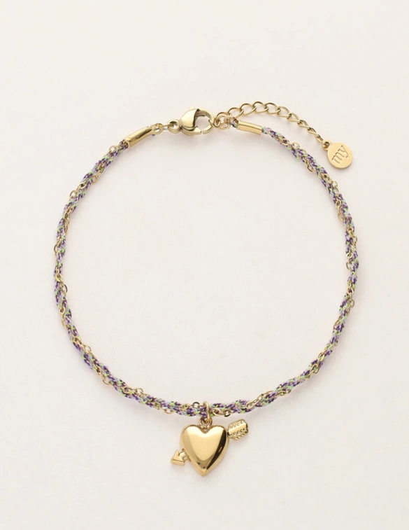 My Jewellery Bracelet cord lilac heart arrow MJ12209