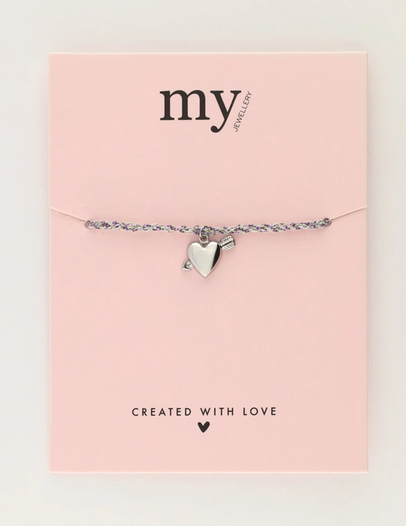 My Jewellery Bracelet cord lilac heart arrow MJ12209