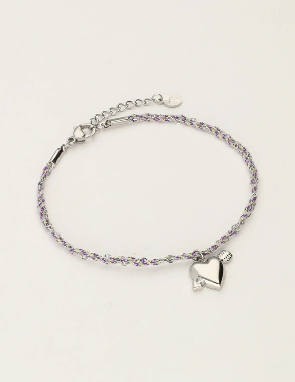 My Jewellery Bracelet cord lilac heart arrow MJ12209