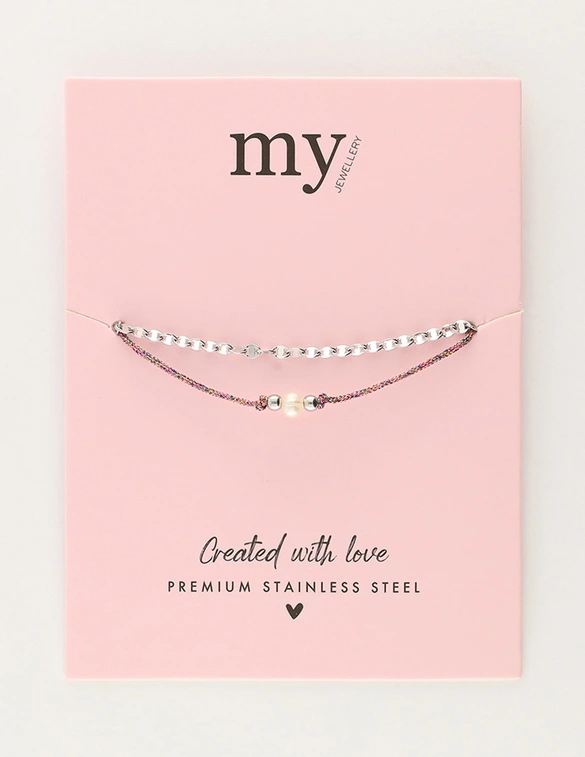 My Jewellery Bracelet cord pearl dubble MJ11628