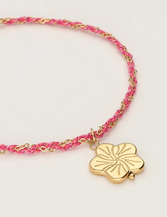 My Jewellery Bracelet cord pink flower MJ12208