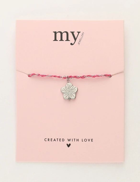 My Jewellery Bracelet cord pink flower MJ12208