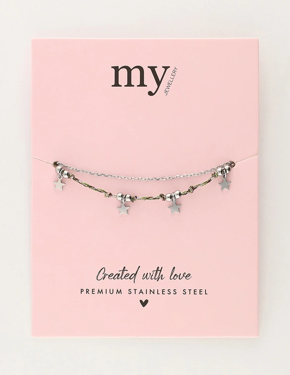 My Jewellery Bracelet cord stars MJ11057