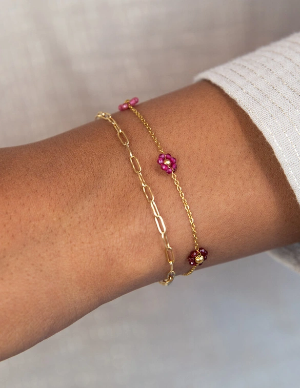My Jewellery Bracelet flowers pink red MJ12214
