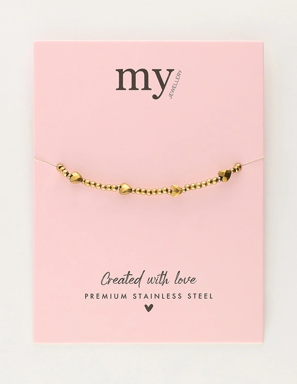 My Jewellery Bracelet gold beads hearts MJ11055