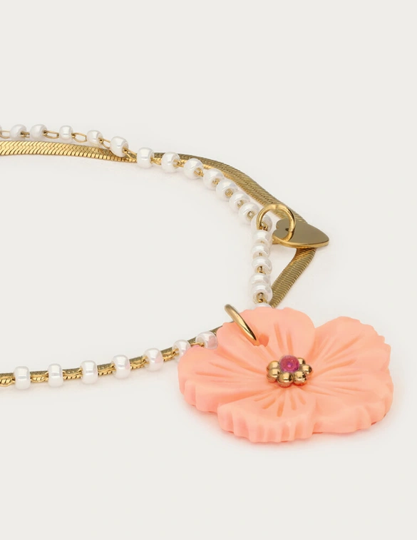 My Jewellery Bracelet pearl chain peach shell MJ13778