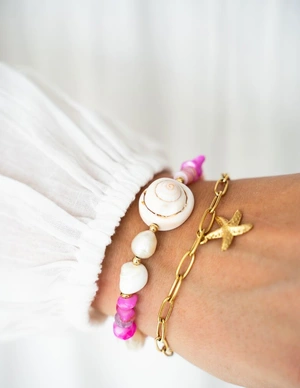 My Jewellery Bracelet pearl shells pink orange MJ10980