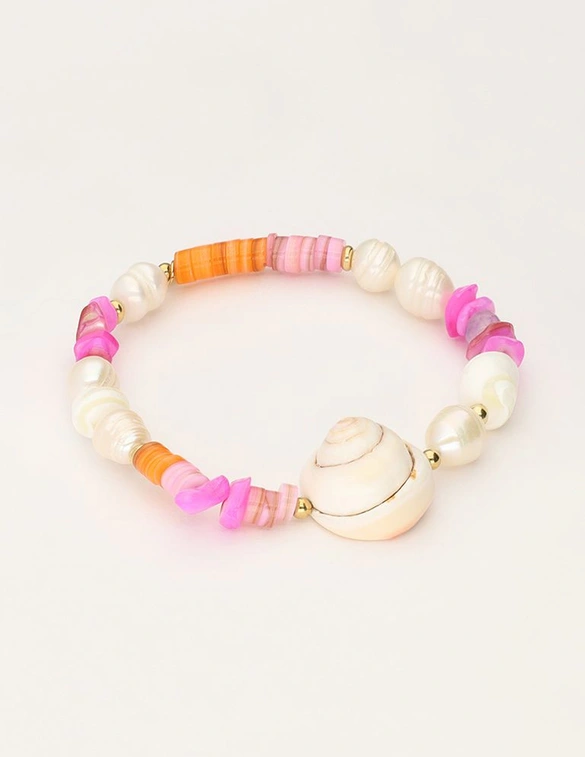 My Jewellery Bracelet pearl shells pink orange MJ10980