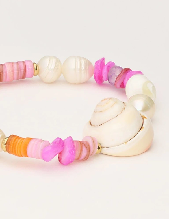 My Jewellery Bracelet pearl shells pink orange MJ10980