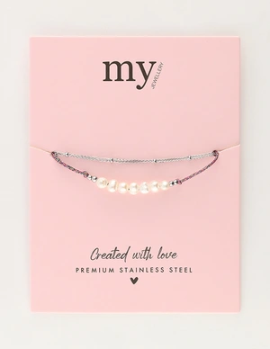 My Jewellery Bracelet pink cord pearls MJ11056