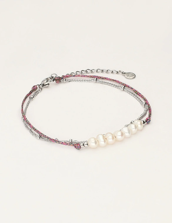 My Jewellery Bracelet pink cord pearls MJ11056