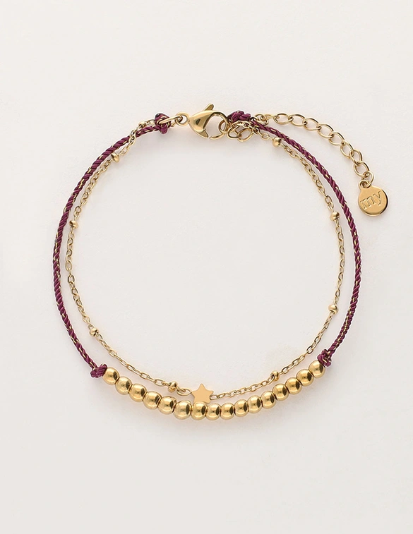 My Jewellery Bracelet purple cord dots star MJ11054