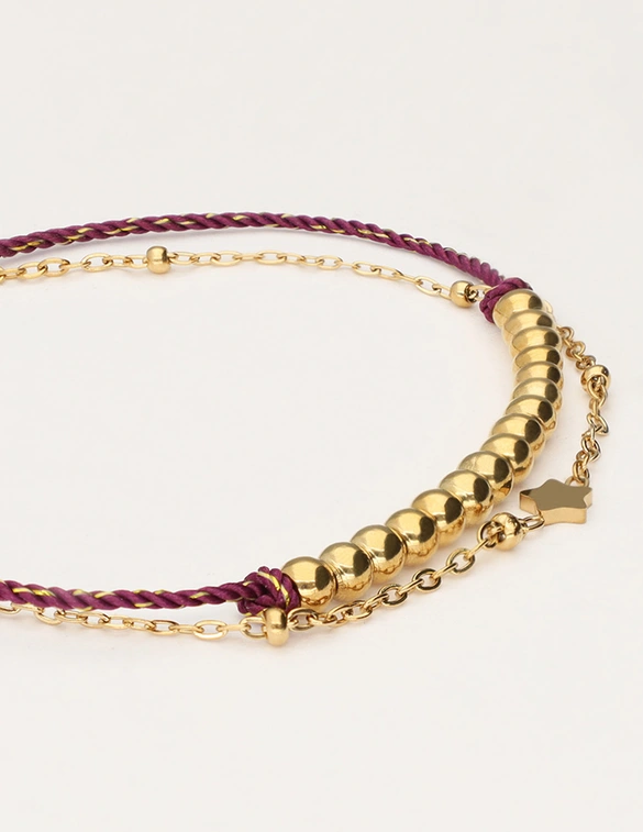 My Jewellery Bracelet purple cord dots star MJ11054