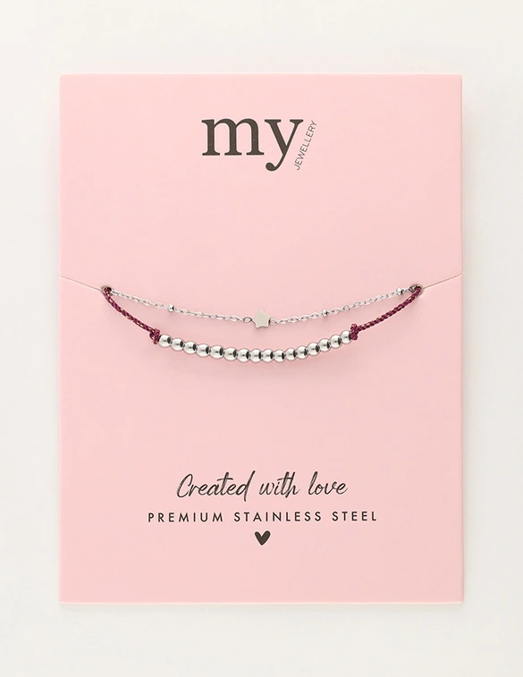 My Jewellery Bracelet purple cord dots star MJ11054