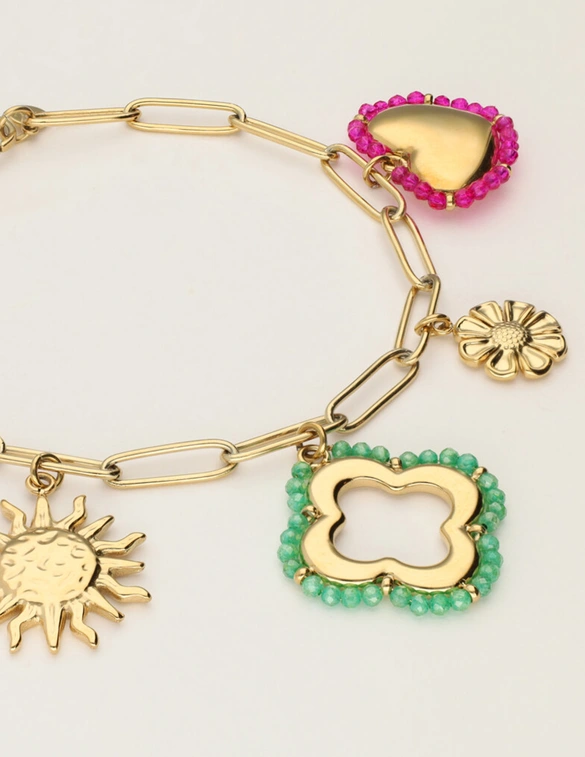 My Jewellery Bracelet stmt beaded charms clover MJ12618