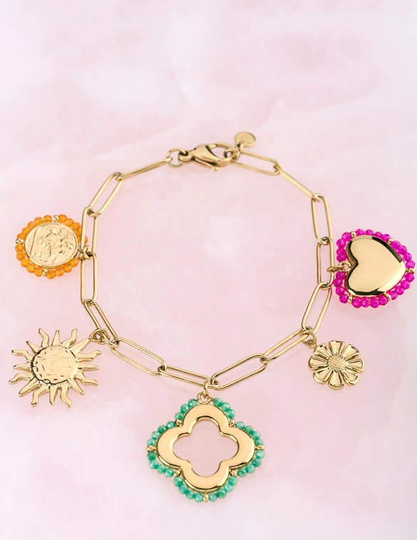 My Jewellery Bracelet stmt beaded charms clover MJ12618