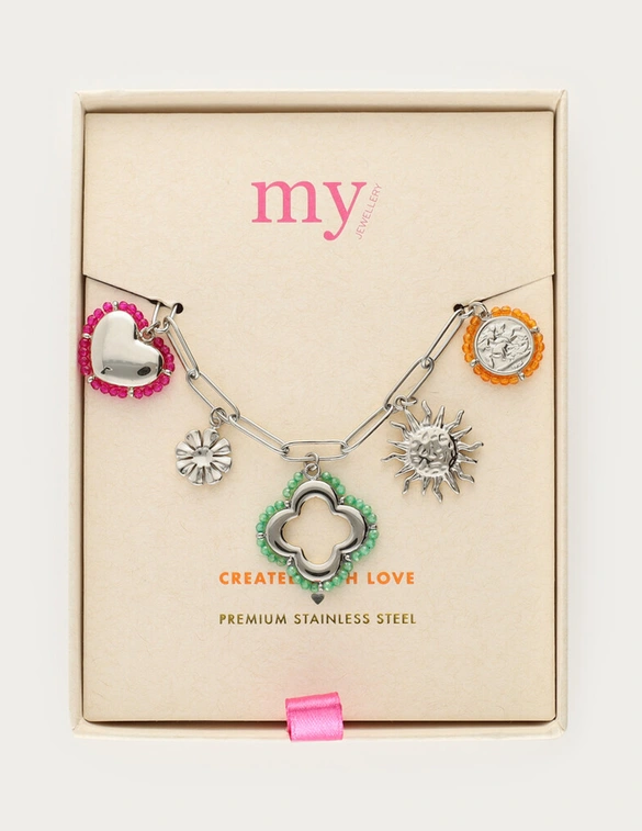 My Jewellery Bracelet stmt beaded charms clover MJ12618