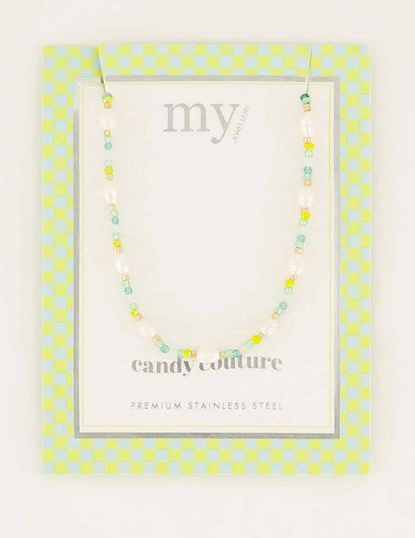 My Jewellery Candy necklace with blue beads and pearls MJ06551