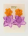 My Jewellery Earring 2 purple flowers plastic MJ10502