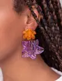 My Jewellery Earring 2 purple flowers plastic MJ10502