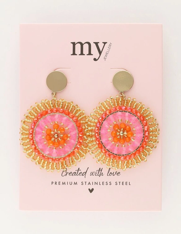My Jewellery Earring beads coral purple MJ11109