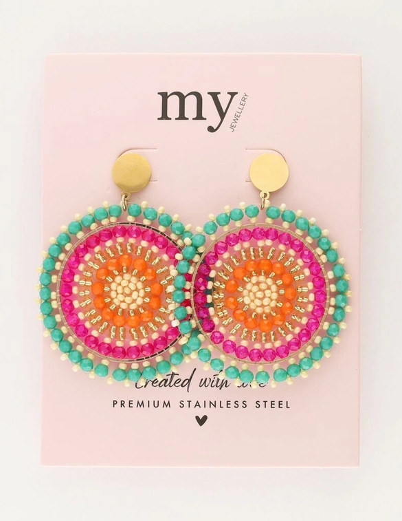 My Jewellery Earring beads green purple MJ11108