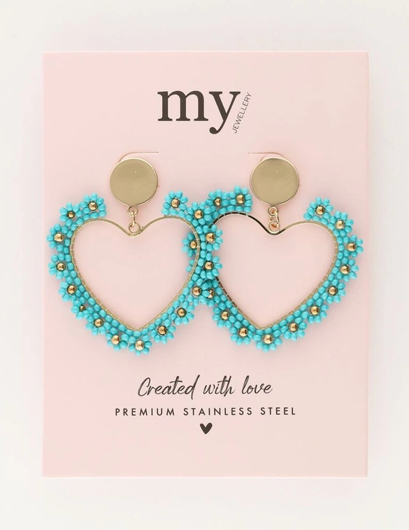 My Jewellery Earring beads heart blue MJ11106