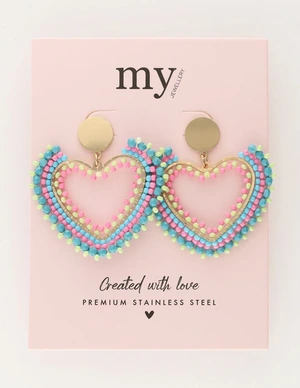 My Jewellery Earring beads heart pink turquoise MJ11105