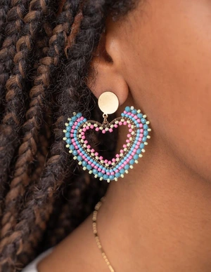 My Jewellery Earring beads heart pink turquoise MJ11105