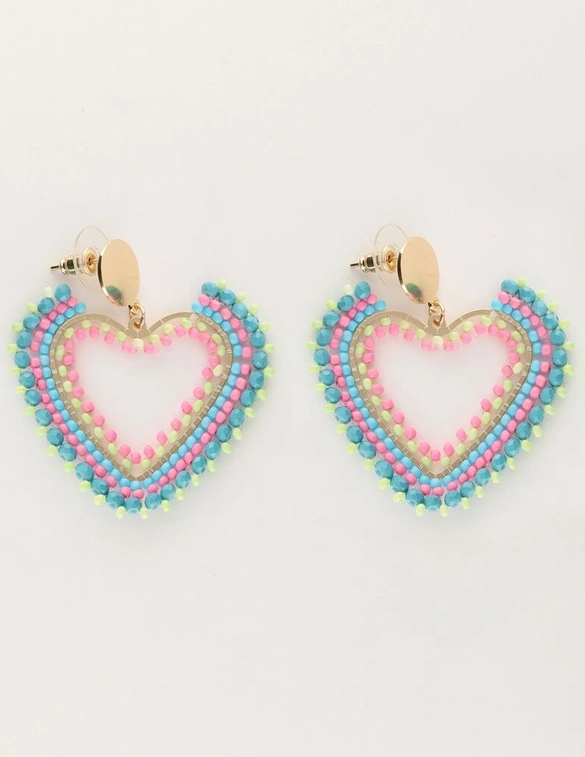 My Jewellery Earring beads heart pink turquoise MJ11105
